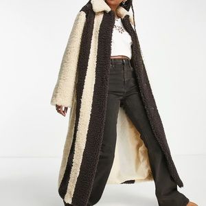 ASOS Hero two toned bonded borg maxi coat